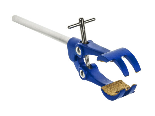 4 Prong, Cork Lined Clamp on Stainless Steel Rod - 4.1" Max Opening