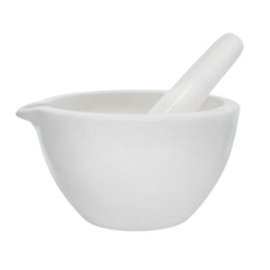 Porcelain Mortar & Pestle Set, 18oz - Heavy Duty Pattern - Unglazed Grinding Surface