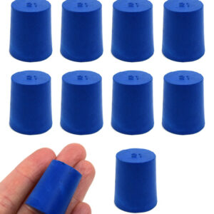 Neoprene Stoppers, Solid Blue - Size: 21mm Bottom, 24mm Top, 28mm Length - Pack of 10
