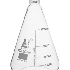 Erlenmeyer Flask with 24/29 Joint, 1000ml - 200ml White Graduations - Interchangeable Screw Thread Joint - Borosilicate Glass - Eisco Labs
