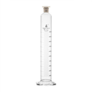 Measuring Cylinder, 1000ml - Class B - 29/32 Polypropylene Stopper - Hexagonal Base, White Graduations - Borosilicate Glass - Eisco Labs