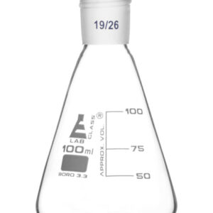 Erlenmeyer Flask with 19/26 Joint, 100ml Capacity, 25ml Graduations, Interchangeable Screw Thread Joint, Borosilicate Glass - Eisco Labs