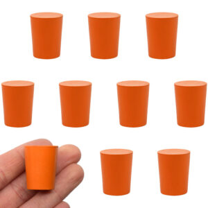 10PK Rubber Stoppers - Solid - 17mm Bottom 20mm Top 26mm Length
