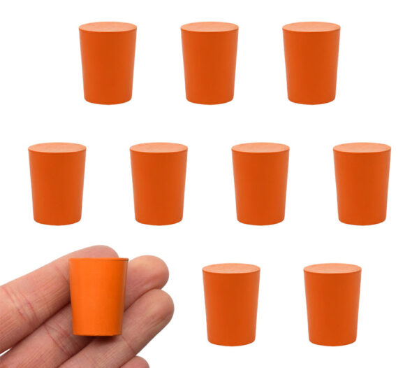 10PK Rubber Stoppers - Solid - 17mm Bottom 20mm Top 26mm Length