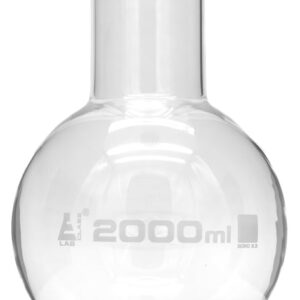 Boiling Flask, 2000ml - Borosilicate Glass - Round Bottom, Wide Neck, Beaded Rim - Eisco Labs