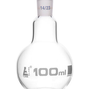 Florence Boiling Flask, 100ml - 14/23 Joint, Interchangeable - Borosilicate Glass - Flat Bottom, Short Neck - Eisco Labs