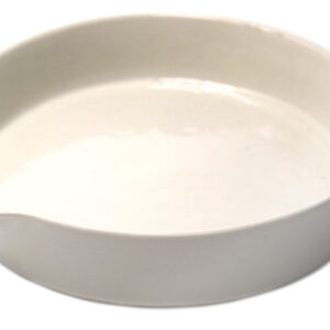 Evaporating Basin - 6" (150mm) dia. Porcelain, Flat bottom with Spout - Eisco Labs