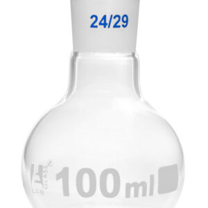 Florence Boiling Flask, 100ml - 24/29 Joint, Interchangeable - Borosilicate Glass - Flat Bottom, Short Neck - Eisco Labs