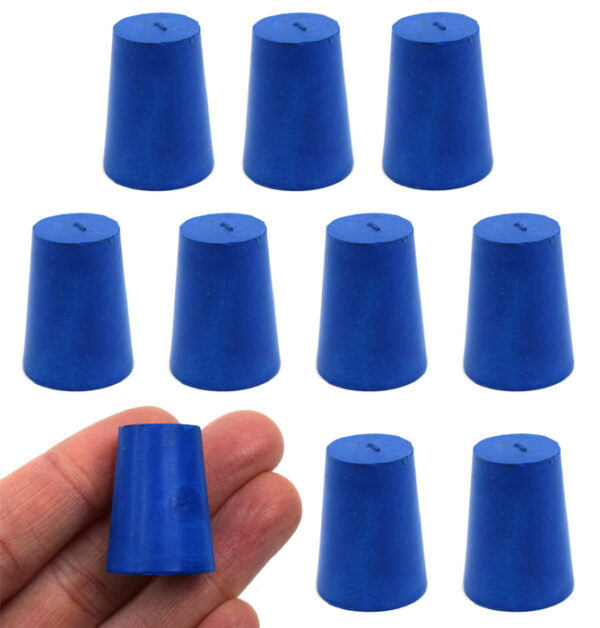 10PK Neoprene Stoppers, Solid - ASTM - Size: #1 - 14mm Bottom, 19mm Top, 25mm Length