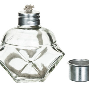 Alcohol Lamp, 120mL - Glass with Metal Cap and Fiber Wick - Polyhedral - Eisco Labs