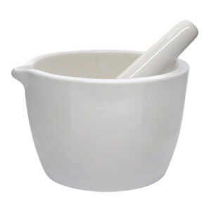 Porcelain Mortar & Pestle Set, 25oz - Heavy Duty Pattern - Unglazed Grinding Surface
