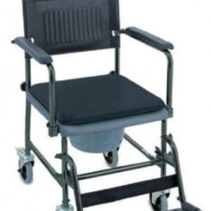 Betterlife Transit Wheeled Mobile Commode Chair Wheelchair with 2 Brake Castors
