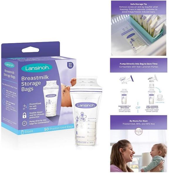 Lansinoh Breastmilk Storage Bags Pre-Sterilized - 50 ct box