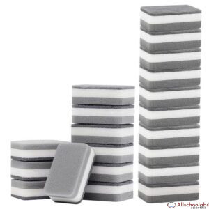20PC Sponge Dishwashing Wipe Household Double Sided Pot Brush Kitchen Housework Cleaning Rounded Three Layer Sponge Scouring Pad