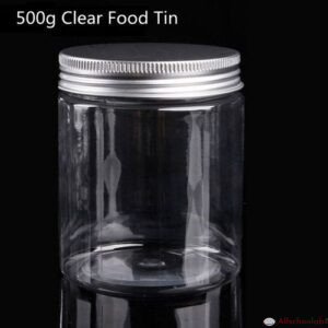 5PCs Of Empty 500g 16oz Clear Plastic Food Can Candy Container Tin With Aluminum Metal Lid