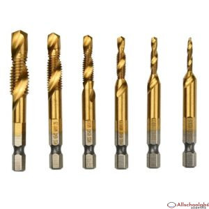 6pcs Quick Change   Twist Drill And Bit Set - Metal Golden