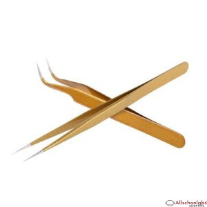 2Pcs Straight   Curved Tweezers Nippers False Eyelash