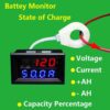 400A 200A 100A 50A Hall Coulomb Meter Battery Monitor Voltage Current Charging Discharge Capacity 12v 24v 36v 48v DC Car Solar-100A
