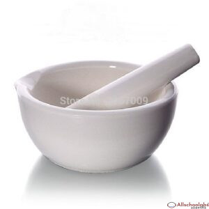 1PC Lab Porcelain Mortar And Pestle White Mixing Grinding Bowl