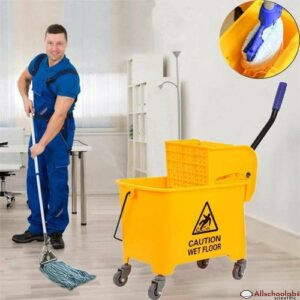 2 Pcs- Industrial Mop Bucket With Safety Signage