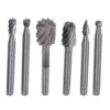 6pcs Mini Round HSS Rotary Burr Set Wood Carving File Rasp Drill Bits