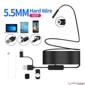 5.5mm 7mm Endoscope Camera Flexible IP67 Waterproof 6 LED Micro USB Type_C Smartphone Inspection Camera For Android Phone PC(#5.5mm Single Lens)
