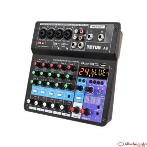 A6 6CH Protable Mini Mixer Audio Console with Sound Card USB Recording Singing Webcast Party Mixer