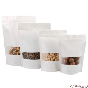 50 Pieces White Kraft Self-Stand Ziplock Pouch