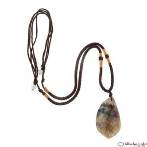 Lady Natural Labradorite Crystal Necklace Mineral  Stone Pendent W