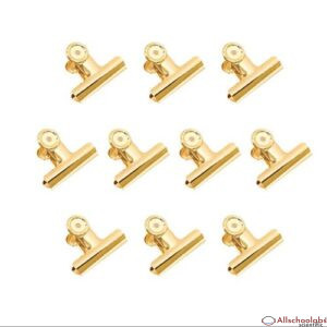 30 Pack 1 Inch Small Bulldog Hinge Clips, Metal Binder Paper Clips File Paper Money Clamps for Tags Bags, Shops, Office and Home Kitchen  Light-Gold, 22mm