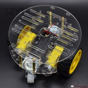 1Set 2WD Mini Round Double-Deck Smart Robot Car Chassis DIY Kit Tracing Strong Magnetic Motor Car Rt-4