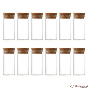12x Empty Clear Glass Bottles With Cork Stopper - 25ml