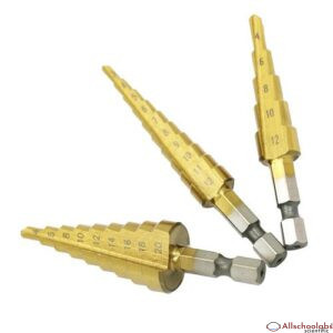 3 Piece Step Drill Cone Drill Bits HSS Titanium Hex Hole Cutter Tool