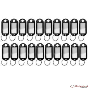 20 Pcs Assorted Key ID Label Tags Split Ring Keyring Keychain  Black