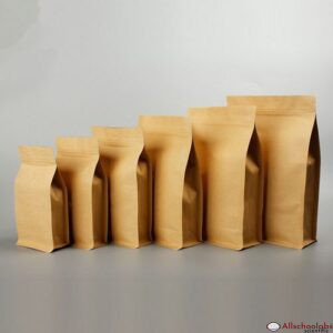 50 Pieces Kraft Paper Side Gusset Flat Bottom Self-Stand Ziploc Pouch