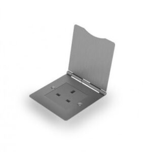1-GANG UNSWITCHED BRUSHED STEEL FLOOR SOCKET