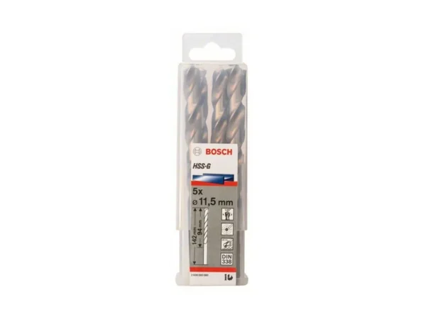 BOSCH 2608595080 11.5MM HSS-G METAL DRILL BITS, DIN 338