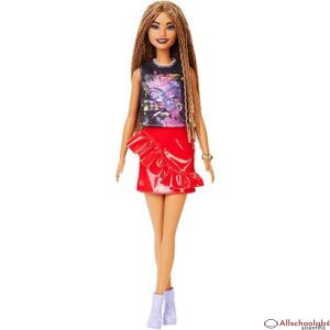 Barbie Fashionistas Doll, Tall Body Type with Braids & Red Skirt