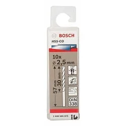 BOSCH 2608585875 2.5MM (10PC) METAL DRILL BITS HSS-CO, DIN 338