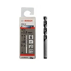 BOSCH 2608595053 2.5MM HSS-G METAL DRILL BITS ,DIN 338