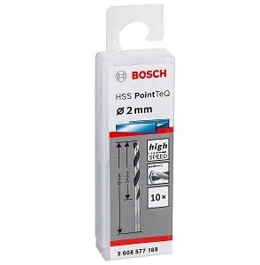 BOSCH HSS POINT-TeQ 2608577188, 2MM METAL TWIST DRILL BIT