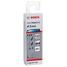 BOSCH HSS POINT-TeQ 2608577198 3MM METAL TWIST DRILL BIT