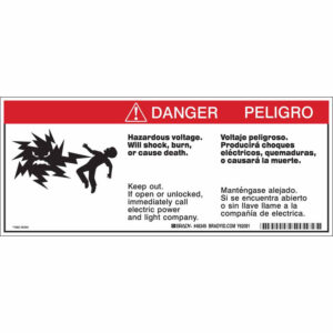 Bilingual DANGER HAZARDOUS VOLTAGE INSIDE. CAN SHOCK, BURN, OR CAUSE DEATH Labels| Buy online