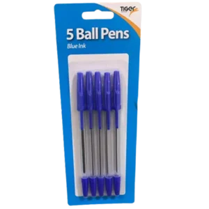 5 Ball Pens Blue Ink