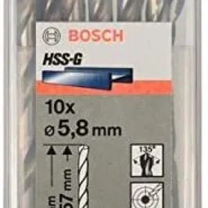 BOSCH 2608595065 5.8MM HSS-G METAL DRILL BITS ,DIN 338