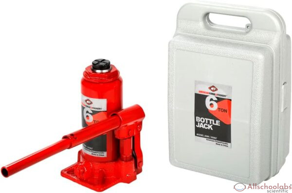 AFF Heavy Duty 6 Ton Bottle Jack with Plastic Carrying Case, Machine Hardened Steel Saddles, Centered Pumps and Rams, 3506C