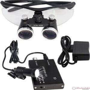Magnifier with Light, 2.5X / 3.5X Binocular Loupes Surgical Loupes, Medical Binocular Loupe, 420mm Working Distance Optical Glass, with LED Head Light Lamp, to Choose (Blue 3.5X) (Black 3.5X)