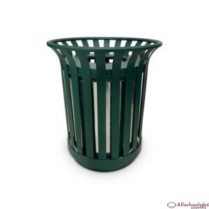 Anxeit Outdoor Metal Slatted Trash Receptacle,Waste Receptacle?Commercial Trash Cans,Zone Round Garbage Bin,Square Hotel Street Patio Indoor Metal Stan (Large - Green)