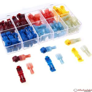 AIRIC 120PCS T Tap Wire Splice Connectors 22-10 Gauge Electric Wire Terminals Self-Stripping Nylon Fully Insulated Male Quick Disconnects Spade Terminals Kit