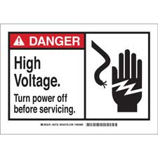 Brady DANGER High Voltage. Turn Power Off Before Servicing. Sign| Buy online